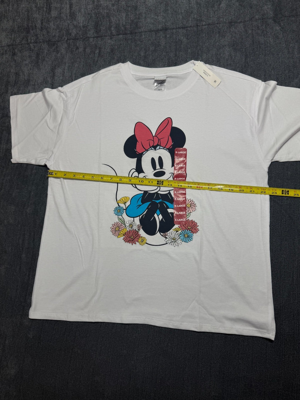 Disney Minnie Mouse Short Sleeve Shirt Women's XL White Pullover Crew Neck Top