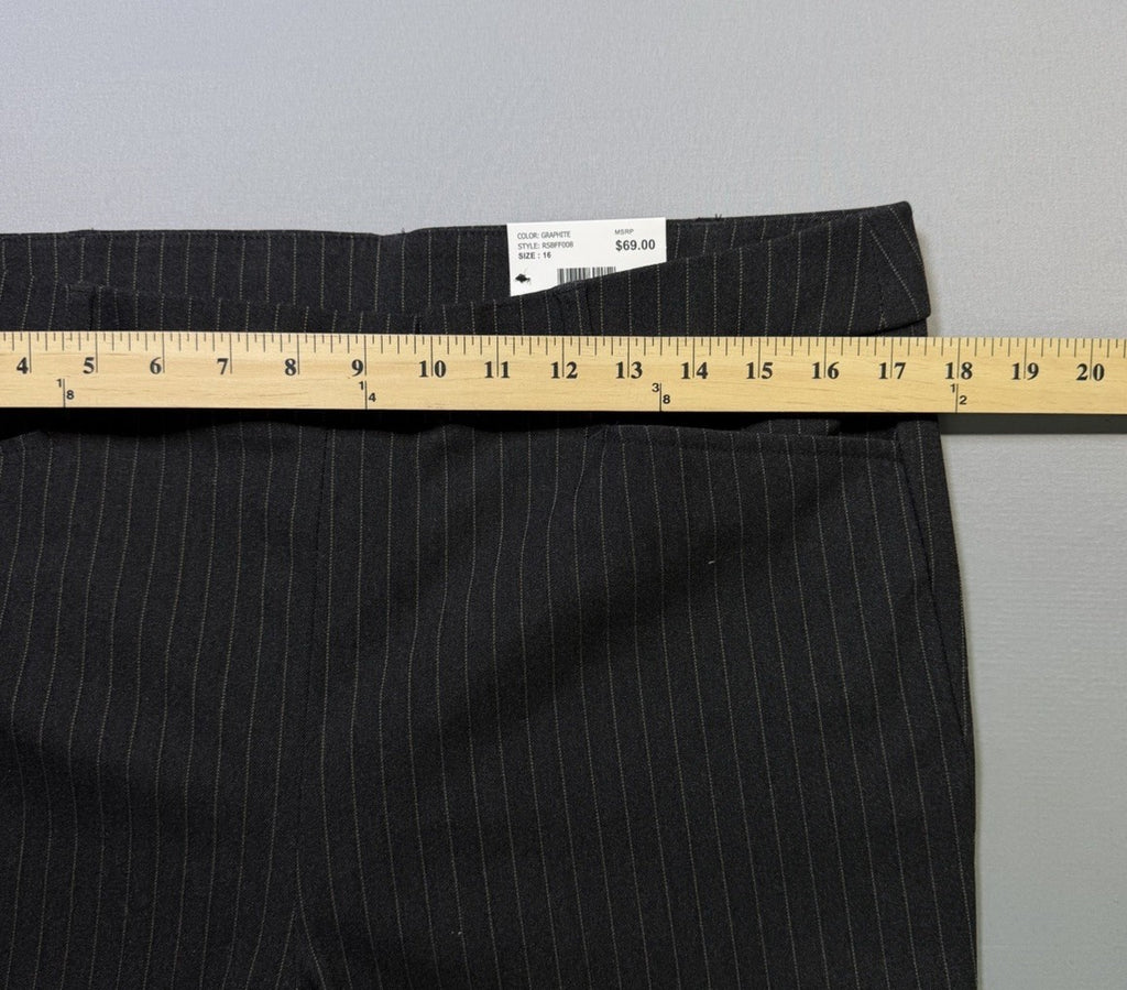 NWT Rafaella Pull-on Stretch Pants Women 16 Black Graphite Stripe Classic Preppy