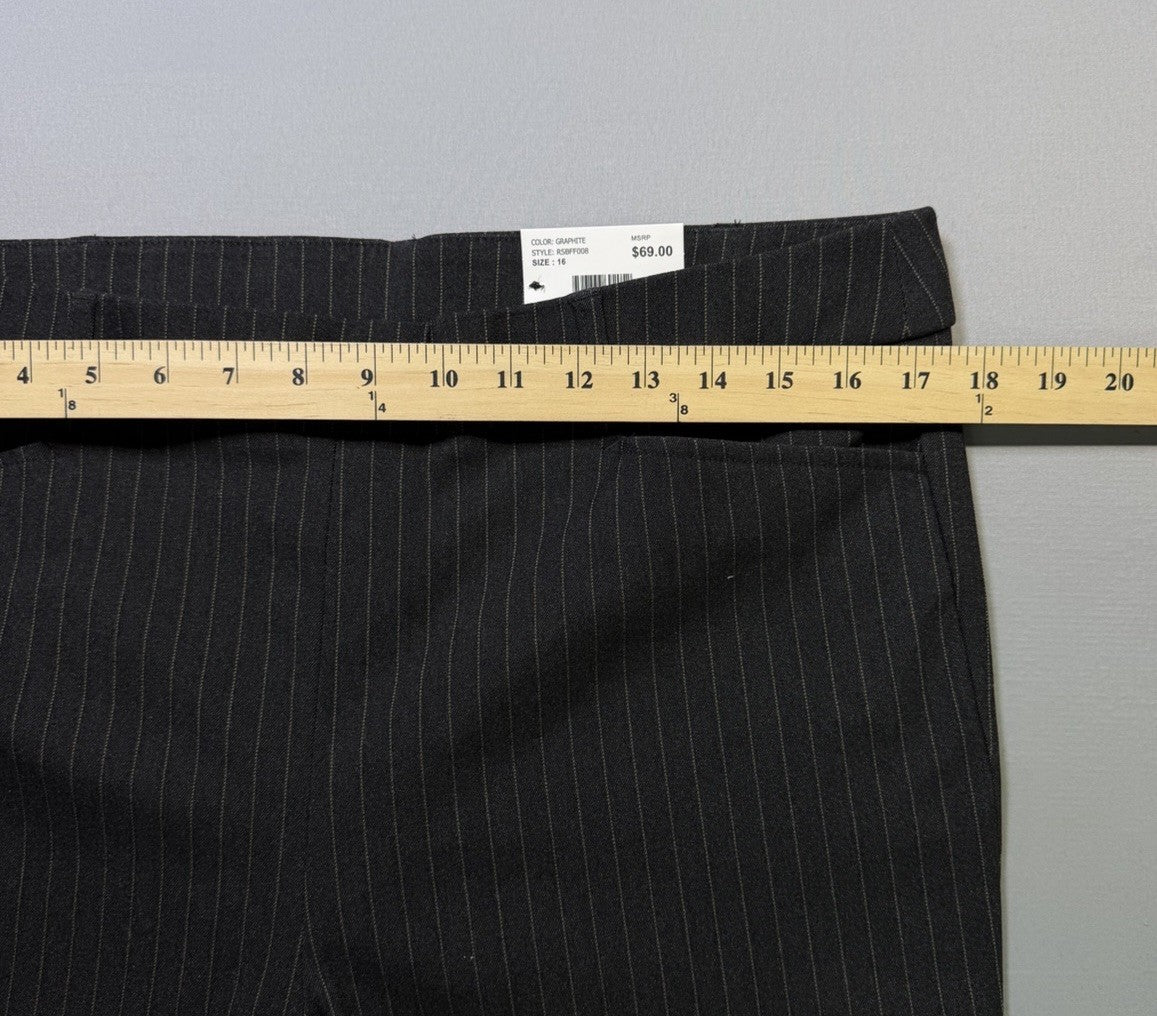 NWT Rafaella Pull-on Stretch Pants Women 16 Black Graphite Stripe Classic Preppy