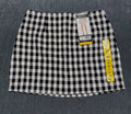 Express Linen Blend Mini Skirt Women's Medium White/Black Gingham Pleated Preppy