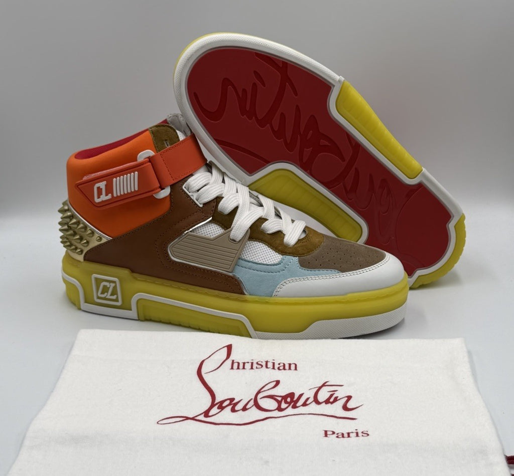 AUTHENTIC Christian Louboutin High Top Sneakers Red Sole Spikes Size 42 EU 9 US