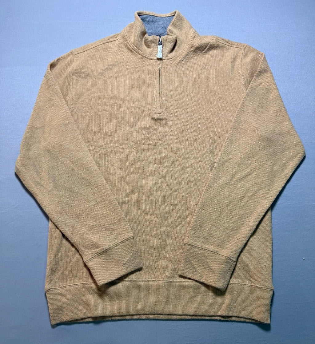 NWT Lands End 1/4 Zip Pullover Sweater Men's Small Beige Mock Neck Long Sleeve