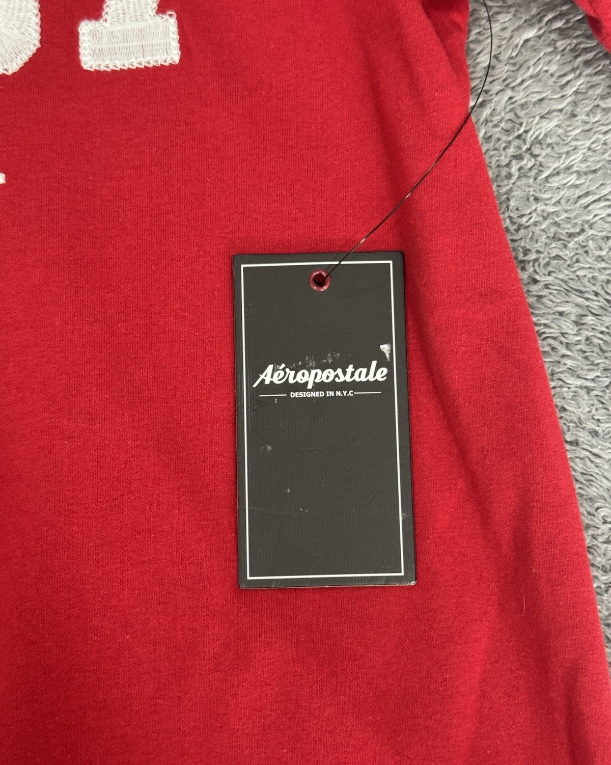 Aeropostale Button Up Baseball Sports Mens Size Large Red/ White Long Sleeve NWT