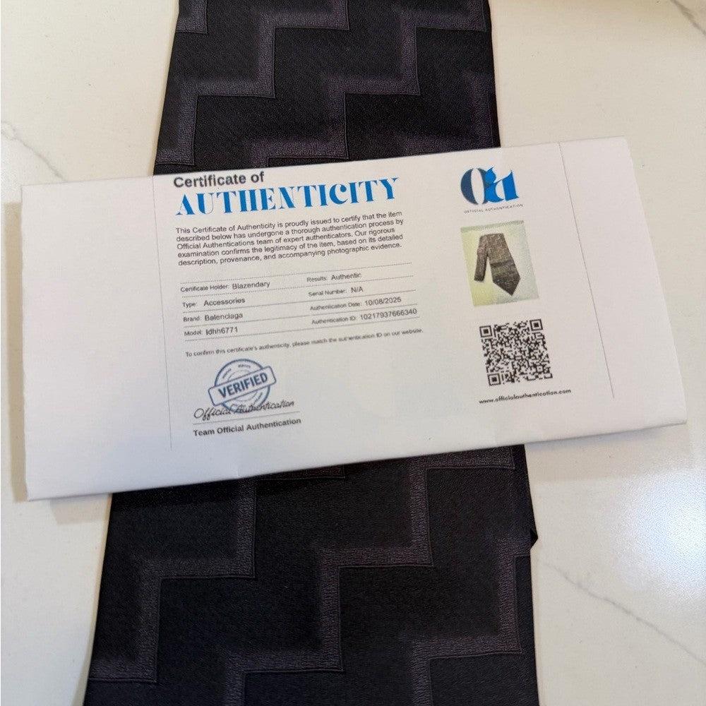 Balenciaga Black Zigzag Pattern Tie