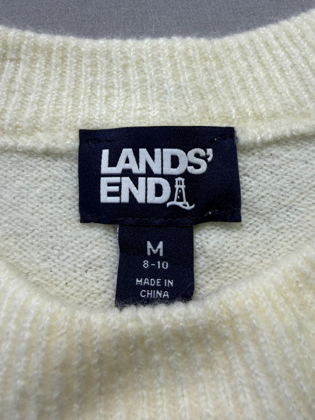 NWT Lands' End Crew Neck Sweater Women's Medium (8-10) Ivory Long Sleeve Winter