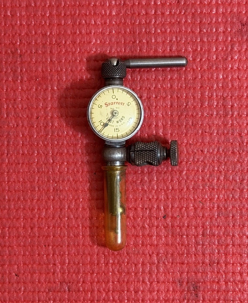 VINTAGE STARRETT LAST WORD 711  .001 TEST INDICATOR WITH CASE MACHINIST TOOL USA
