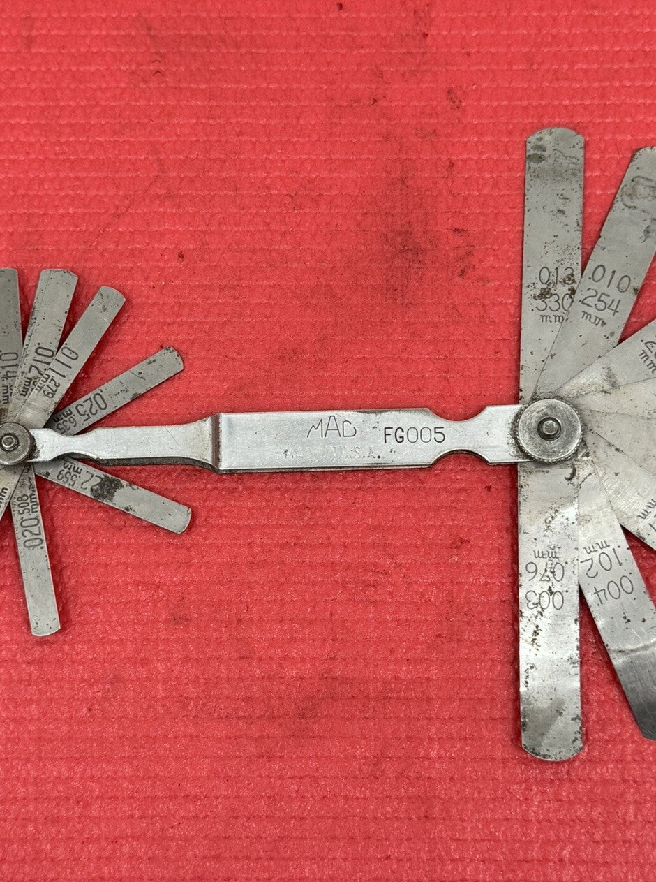 Vintage MAC Tools FG005 20-Blade Master Feeler Gauge Set Made in USA