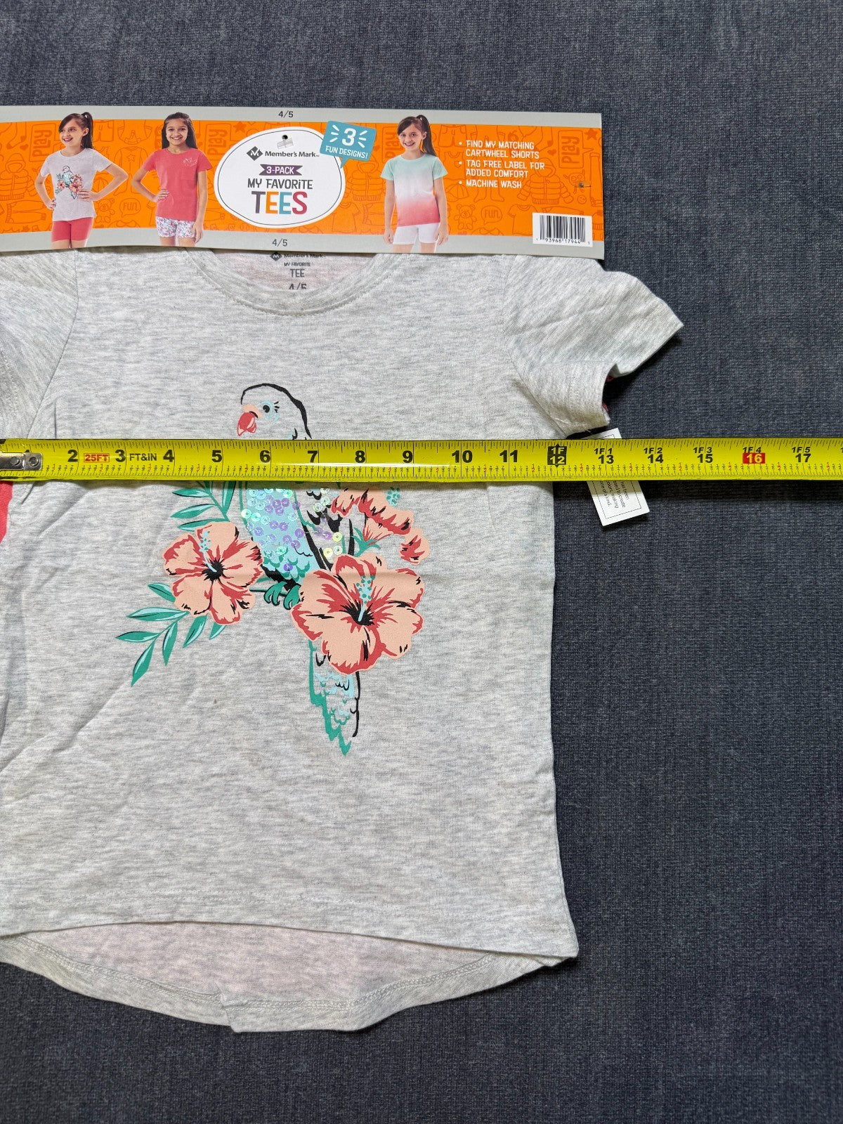 NWT Member's Mark My Favorite T-Shirts Girls 4/5 Multi Short Sleeve - Lot of 3