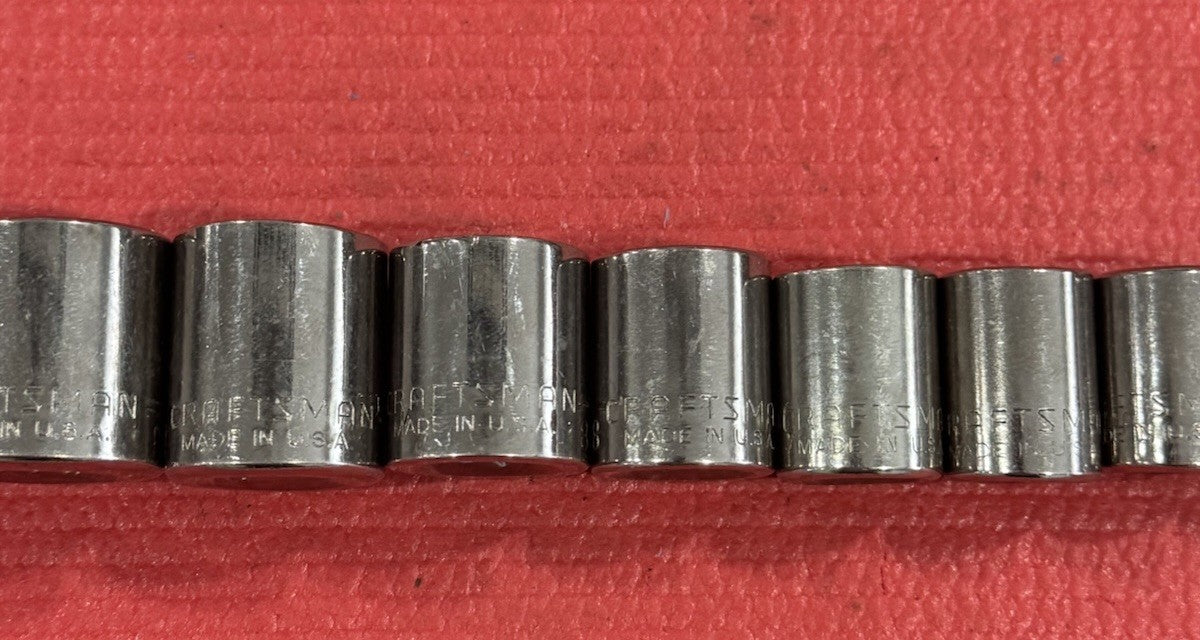 Vintage Craftsman 9pc Set 3/8" Drive 12PT SAE Shallow Socket Set Made In USA