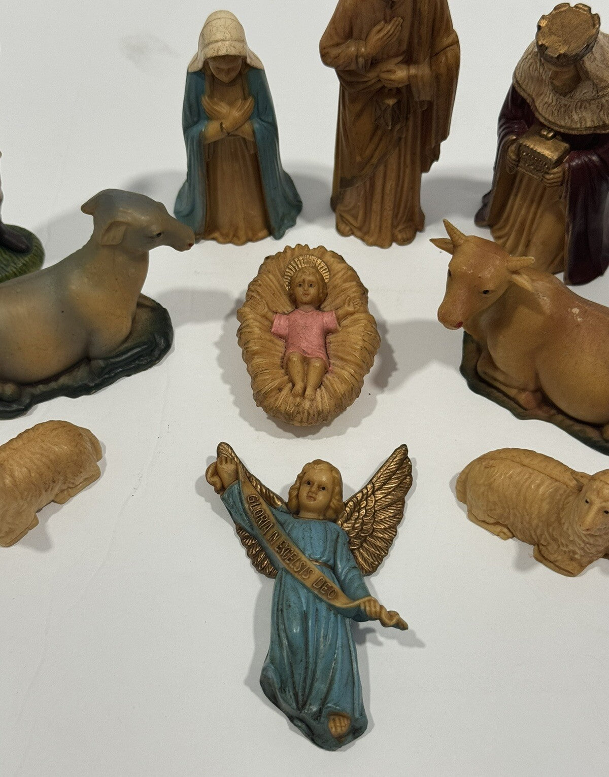 Vintage Nativity Mary Joseph Baby Jesus 3 Wise Men Shepherd SET of 12 Figures
