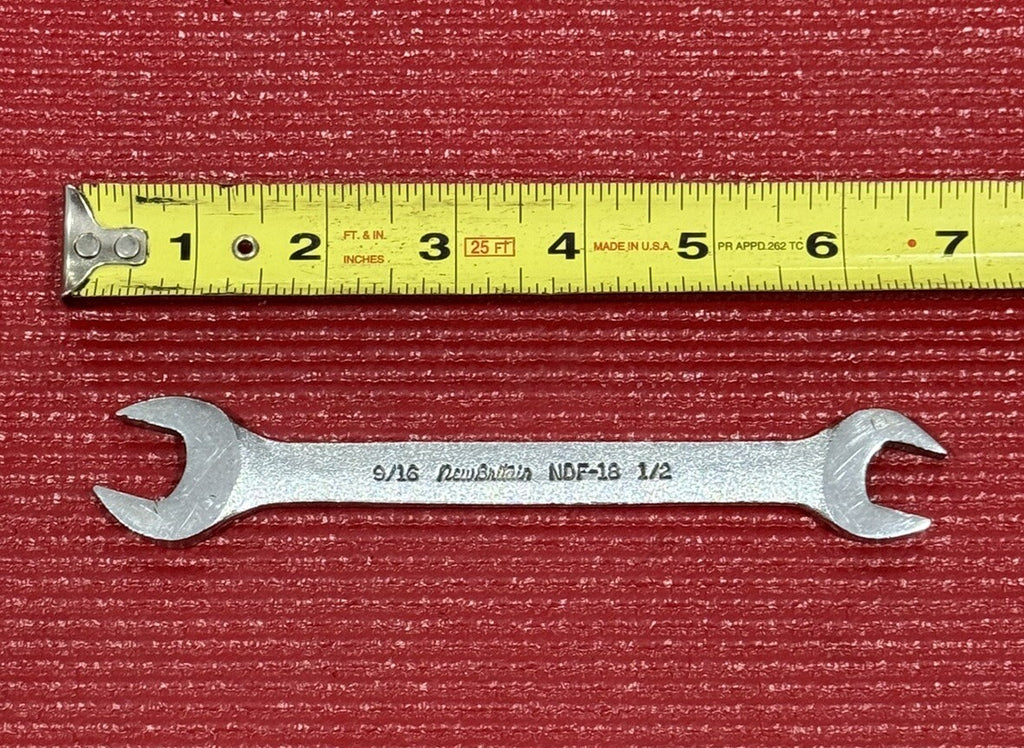 Vintage New Britain Tools NDF-18, SAE 1/2” x 9/16” Open End Wrench Made in USA