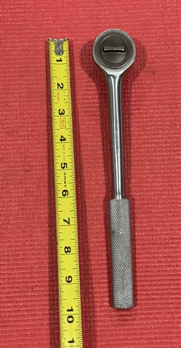 POWR KRAFT 84H4860 1/2 Drive Ratchet Round Head , Knurled Grip Made In Usa Rare