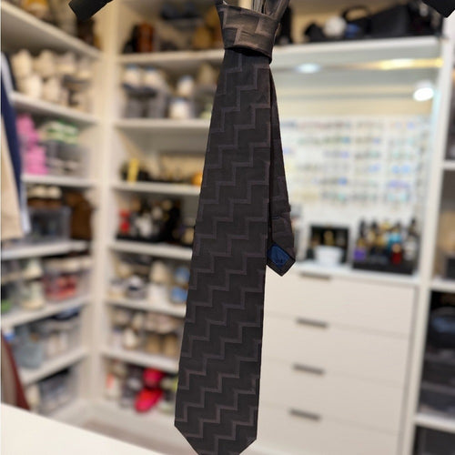 Balenciaga Black Zigzag Pattern Tie