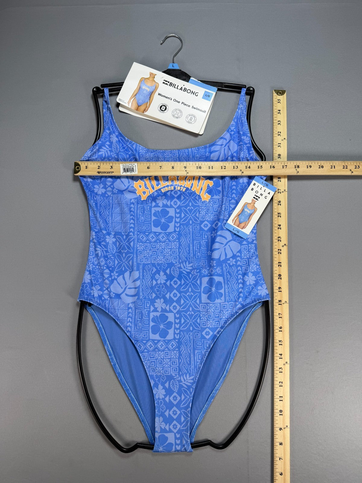 NWT Billabong One-Piece Swimsuit Women Large Blue Sleeveless Stretch Summer Gear
