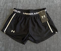 NWT Under Armour Tech Play Up Shorts Girls Small Black Drawstring 100% Polyester