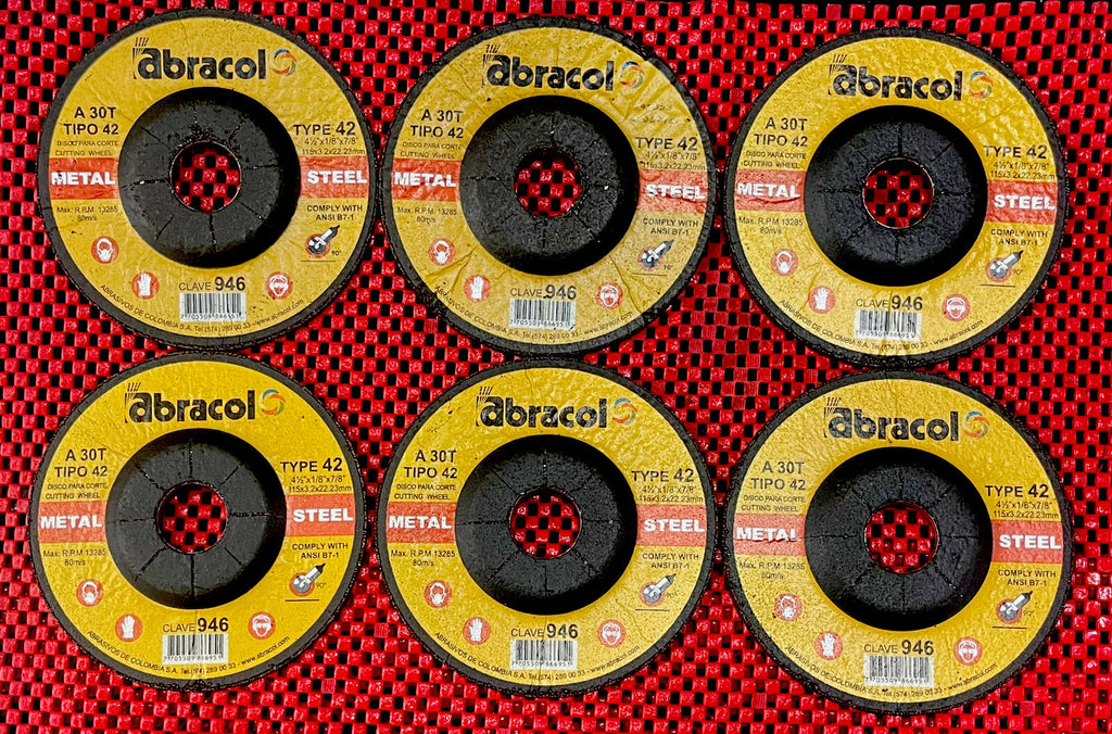Abracol 7 Pc Lot 4-1/2” X 1/8” X 7/8” Metal & Steel Cutting and Grinding Disc N4