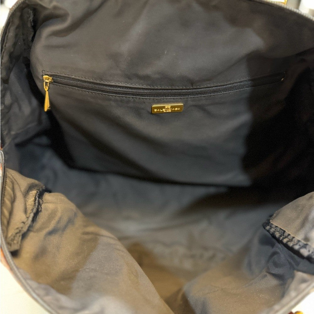 Balenciaga Black Boston Bag Croc accents with Gold hardware vintage 40cm