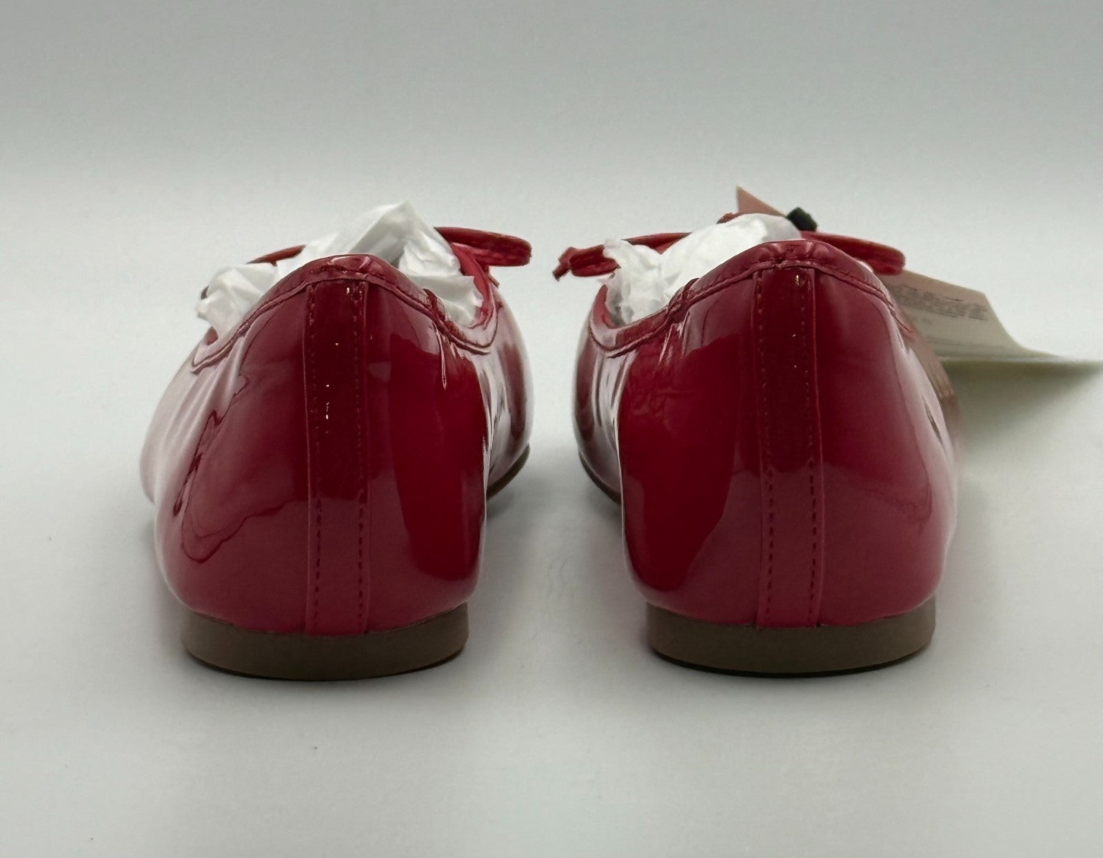 New The Drop Ballet Flats Women's 6 Red Patent Leather Bow Slip-On Almond Toe