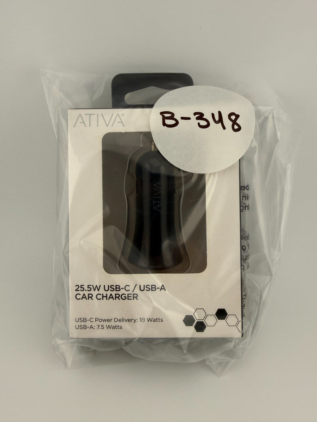 NEW Ativa Black Fast 18W Power Delivery Adapter 25.5W USB-C / USB-A Car Charger
