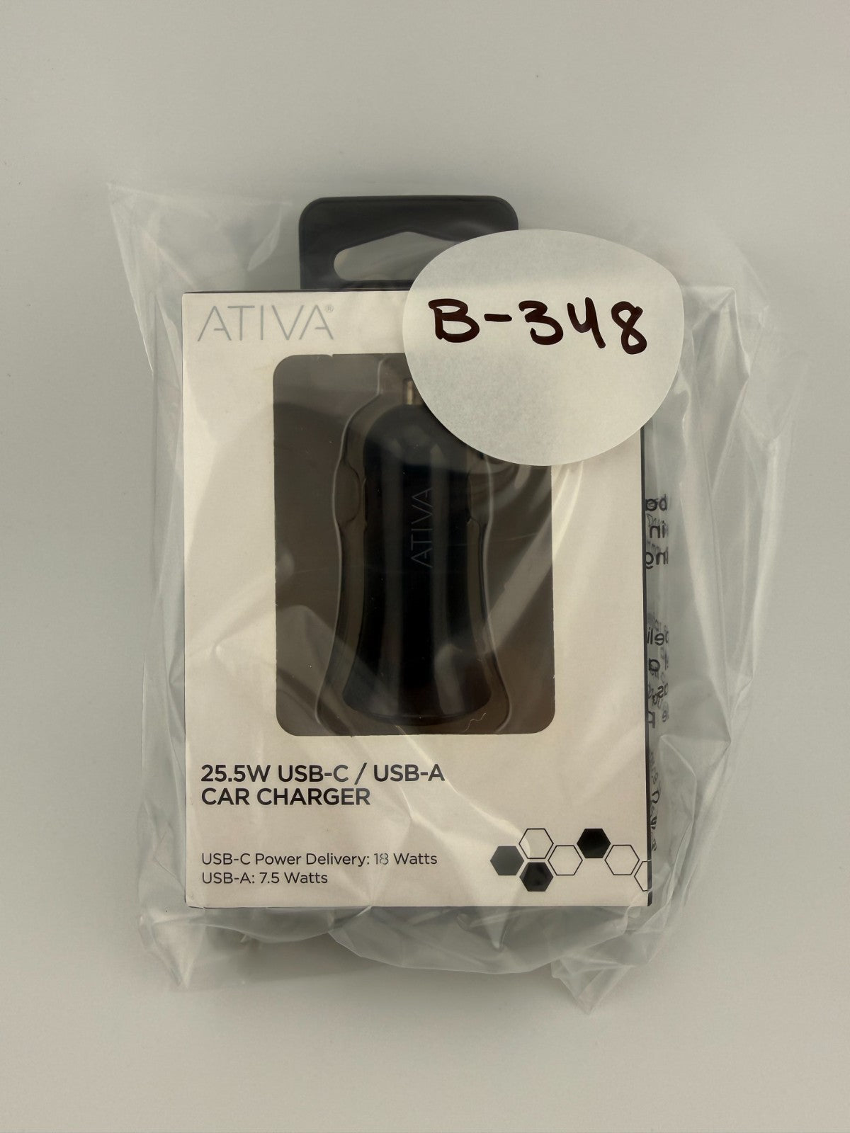 NEW Ativa Black Fast 18W Power Delivery Adapter 25.5W USB-C / USB-A Car Charger