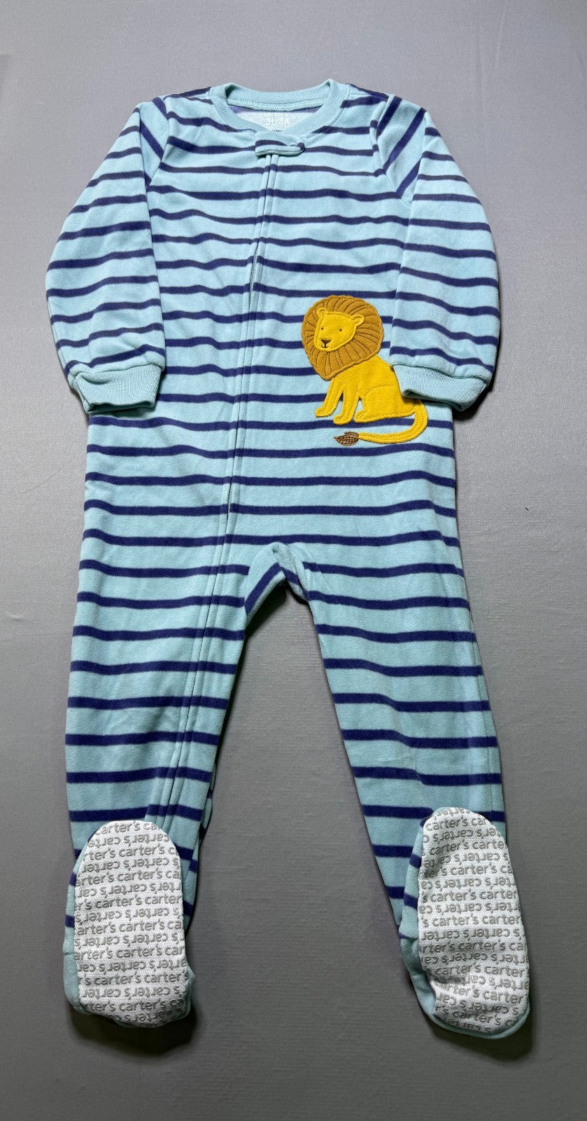NWT Carter's Fleece Footie Pajama Baby & Toddler Boys 3T Blue Lion Long Sleeve