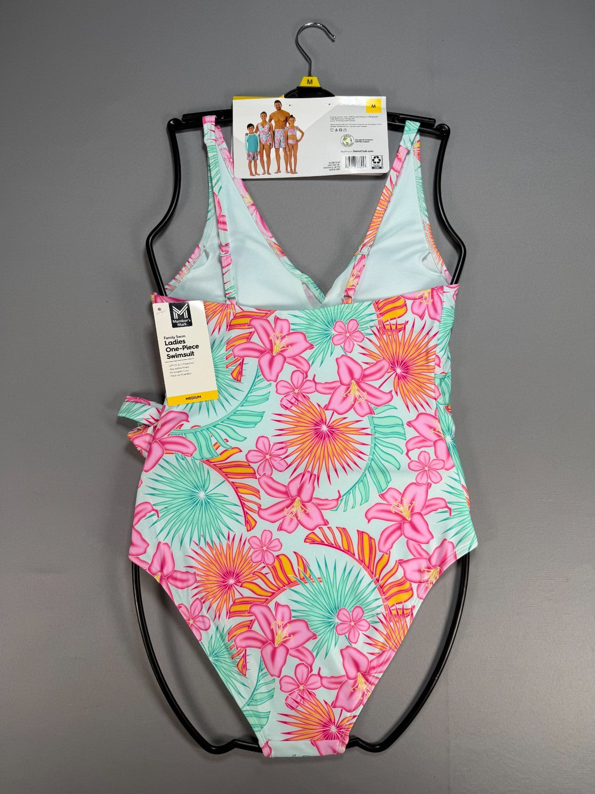 Member's Mark Adjustable Strap One-Piece Swimsuit Women Medium Multicolor Floral