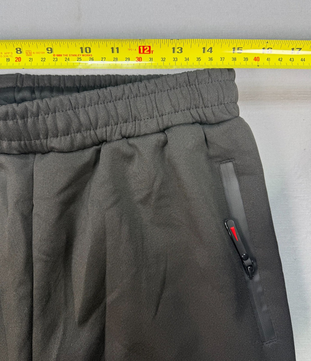 Men's Athletic Joggers Large Black Zipper Pockets Gym Track Pants 100% Polyester