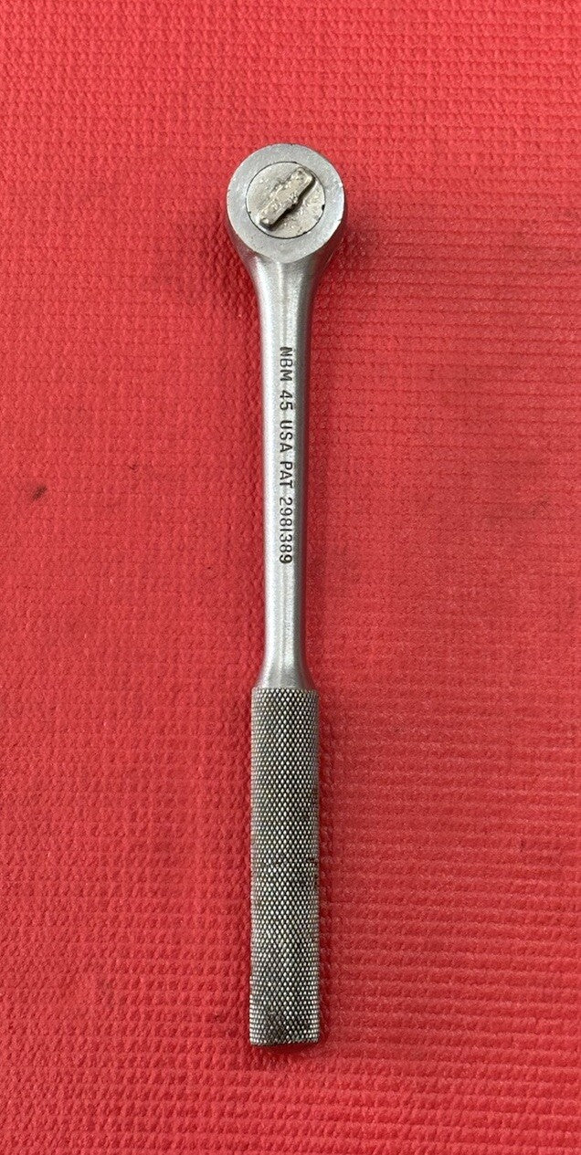 Vintage New Britain Machine Co. NBM 45 1/2" Drive 10" Long Knurled Ratchet