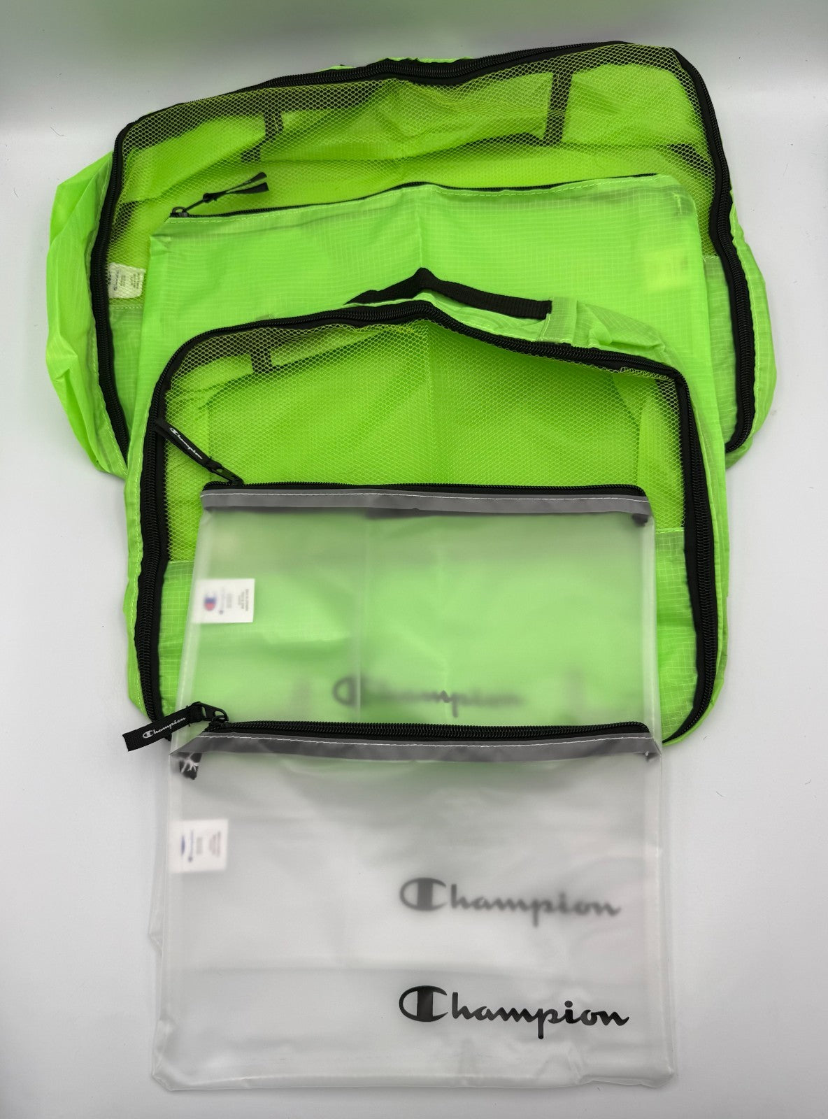 NWT Champion 6-Piece Packing Cube Set Travel Luggage Organizer Pouch Neon Green