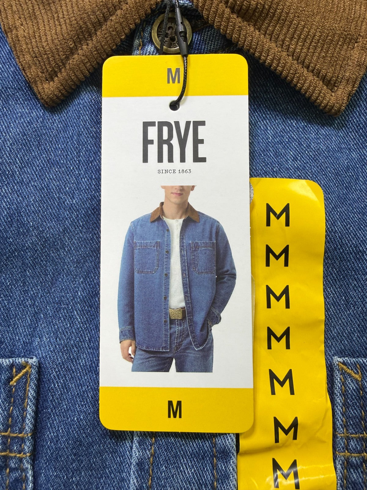 NWT Frye Denim Barn Shacket Men's Medium Blue Long Sleeve Button Flap Pockets