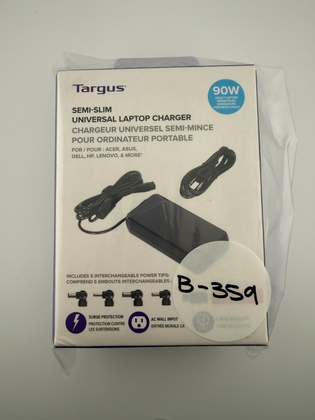 NEW Targus 90W Acer ASUS Dell HP Lenovo Semi-Slim Universal Laptop Charger