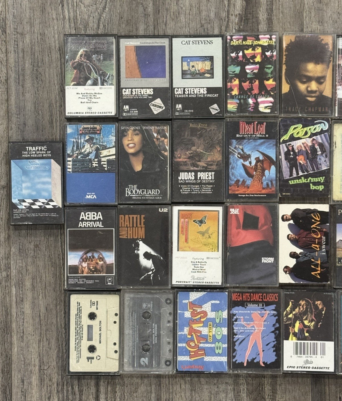 Cassette Tape Lot Of 34 Pop, R&B ,Rock" W/Carrying Case 1970’s 1980's 1990's