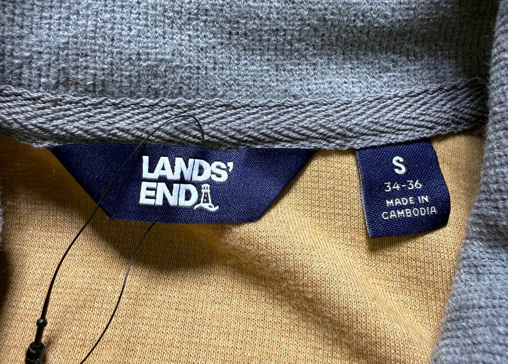 NWT Lands End 1/4 Zip Pullover Sweater Men's Small Beige Mock Neck Long Sleeve