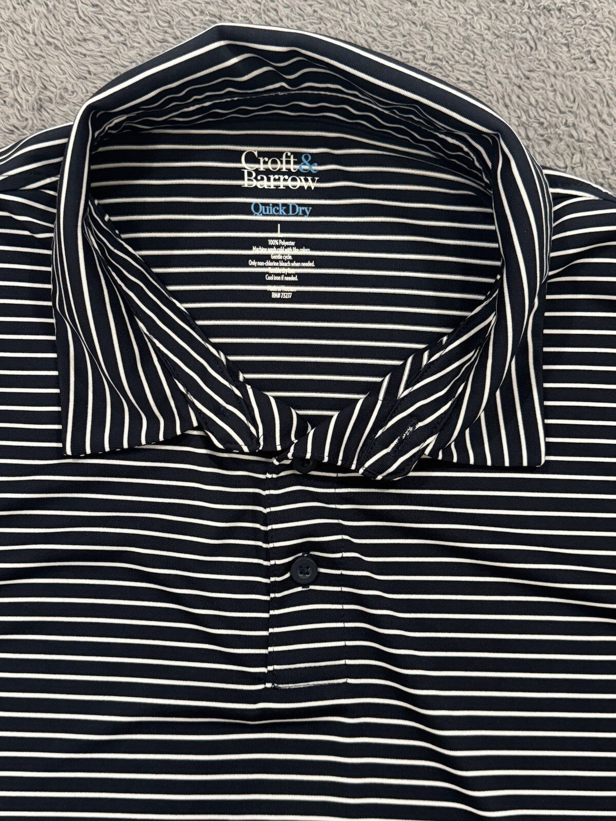 Croft & Barrow Golf Polo Shirt Mens L Blue/White Quick Dry Short Sleeve Polo