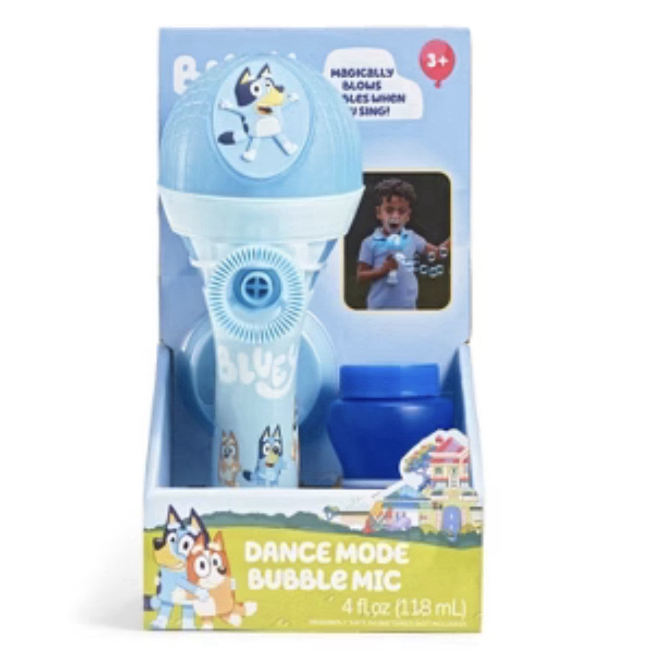 New Bluey Dance Mode Bubble Mic Singing Toy Blower Machine Blue - 4 FL Oz