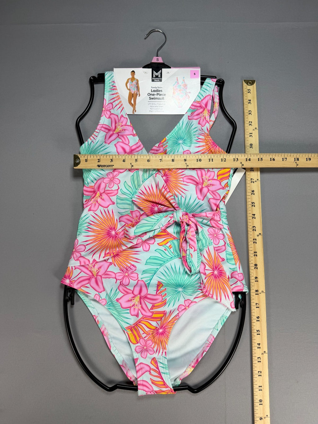 Member's Mark Adjustable Strap One-Piece Swimsuit Women Small Multicolor Floral