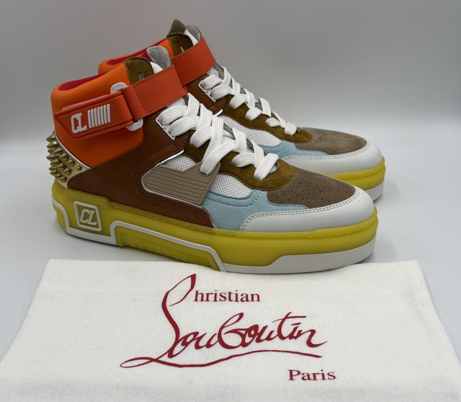 AUTHENTIC Christian Louboutin High Top Sneakers Red Sole Spikes Size 43 EU 10 US