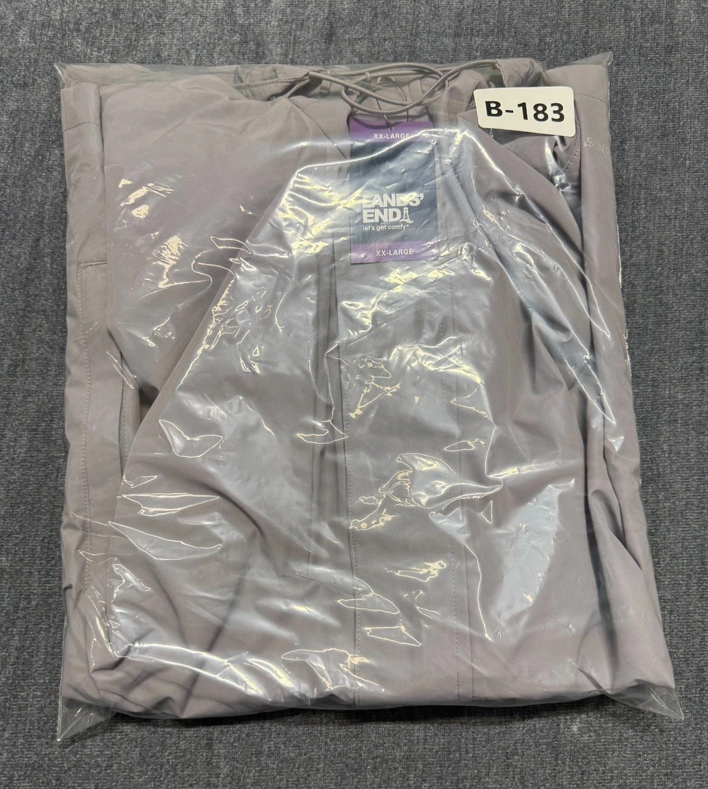NWT Lands' End Hooded Packable Rain Jacket Men's Gray XXL/S (50-52) Waterproof