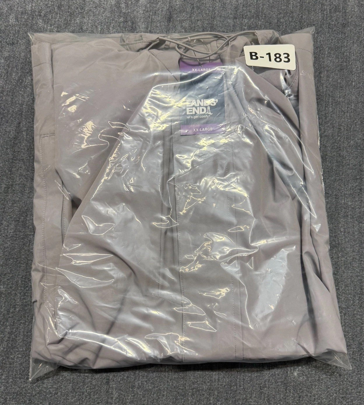 NWT Lands' End Hooded Packable Rain Jacket Men's Gray XXL/S (50-52) Waterproof