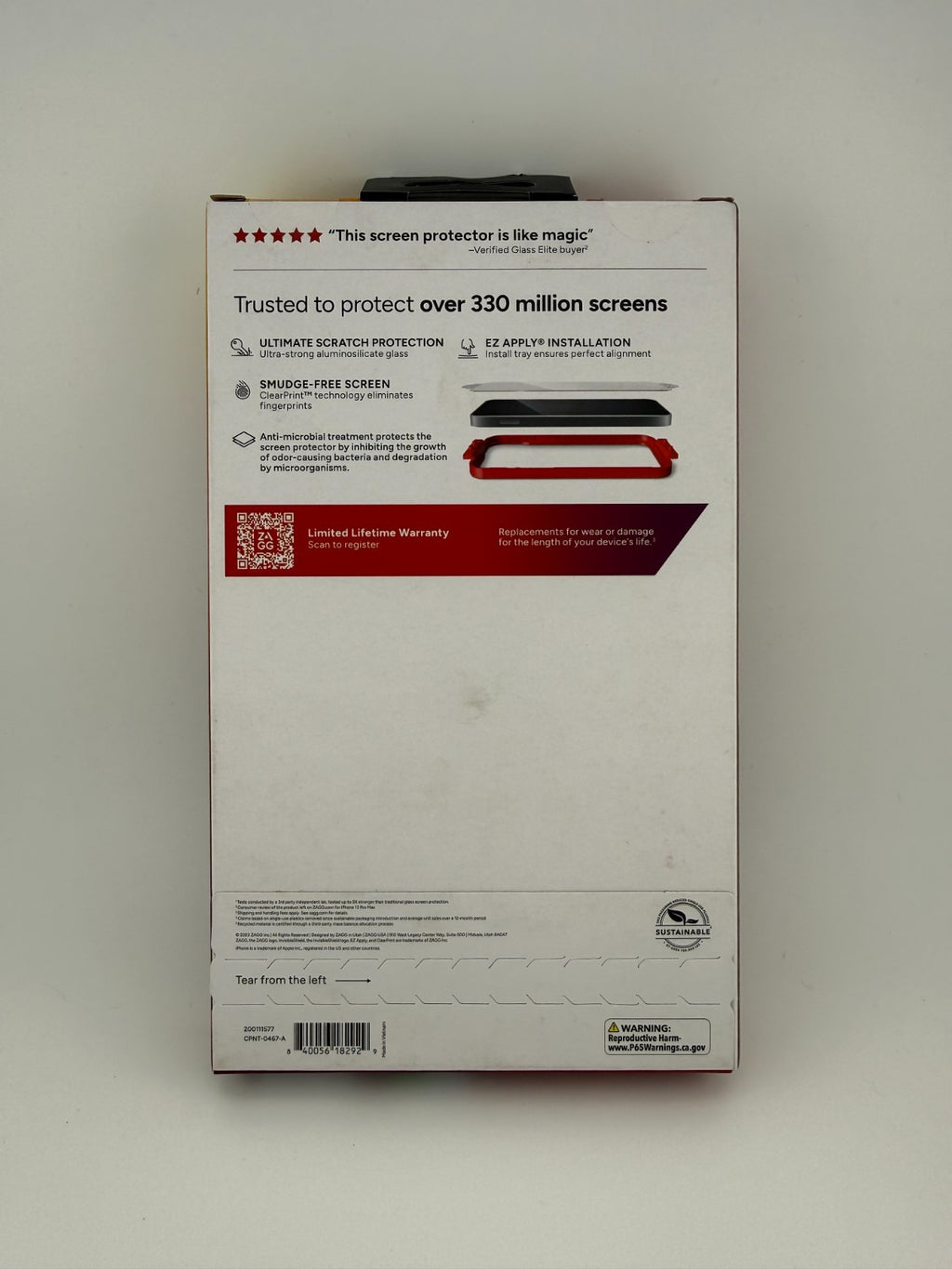 ZAGG InvisibleShield Glass Elite Antimicrobial Screen Protector iPhone 15 P/M