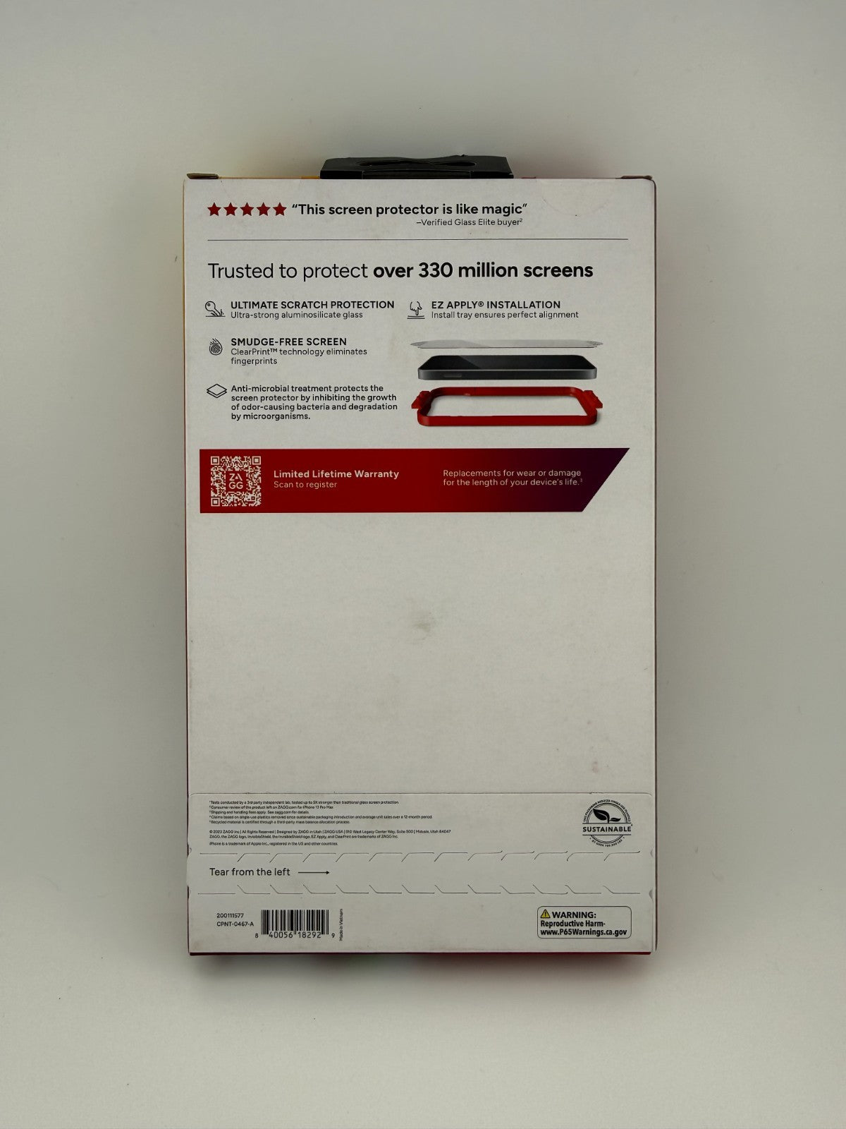 ZAGG InvisibleShield Glass Elite Antimicrobial Screen Protector iPhone 15 P/M