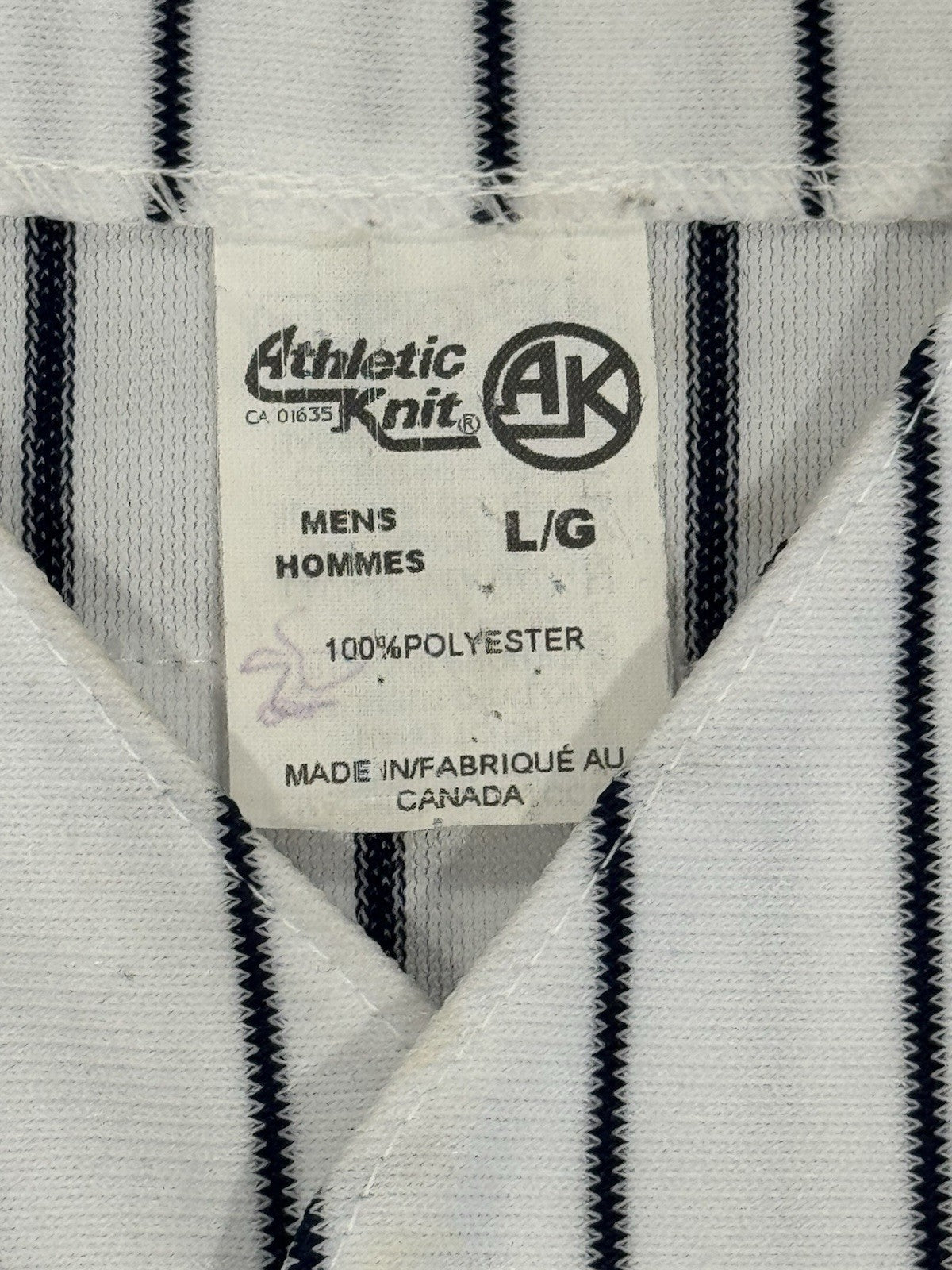 Vintage Athletic Knit SIEMPRE RICO DECHAMP Pinstripes Baseball Jersey Men Size L