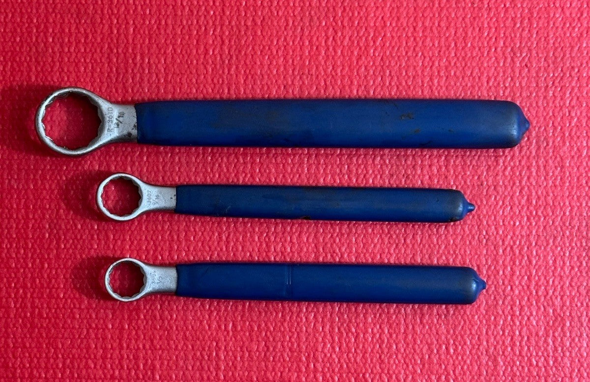 Vintage Western Electric R-3610 R-3607 R-3606 3pc Set Box Wrench Set Blue Handle