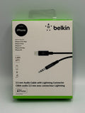 New Belkin 3.5 mm Aux Cable Black 6 FT Audio Cord for iPhone Car