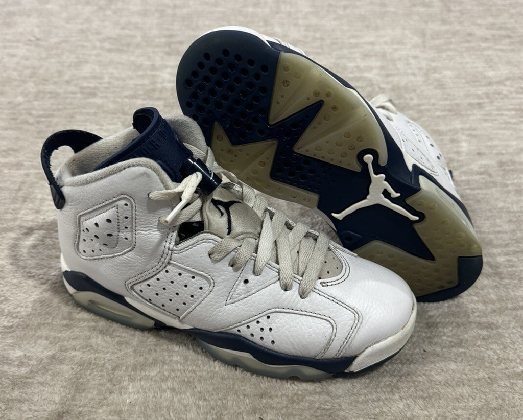 Nike Air Jordan 6 Retro GS Midnight Navy White GradeSchool Size 4Y, 384665-141