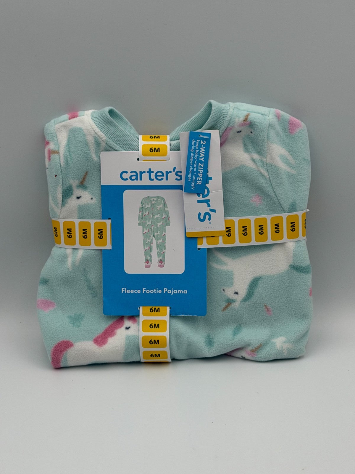 NWT Carter's Girls Soft & Warm 100% Polyester Fleece Footie Pajama Girls 6M Blue