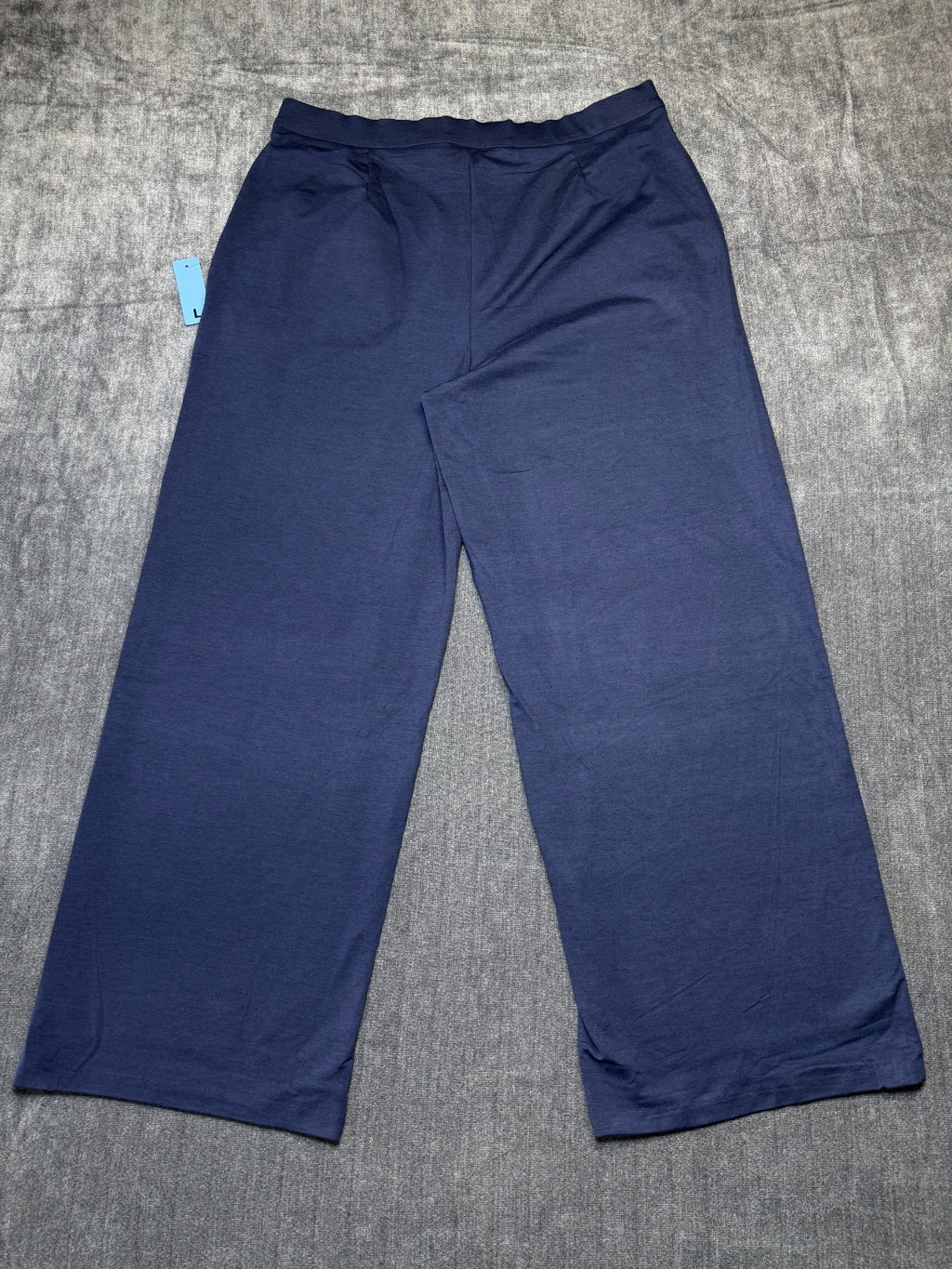 NWT Member's Mark Wide Leg Trouser Women's Large Blue Slash Pockets Casual Wear