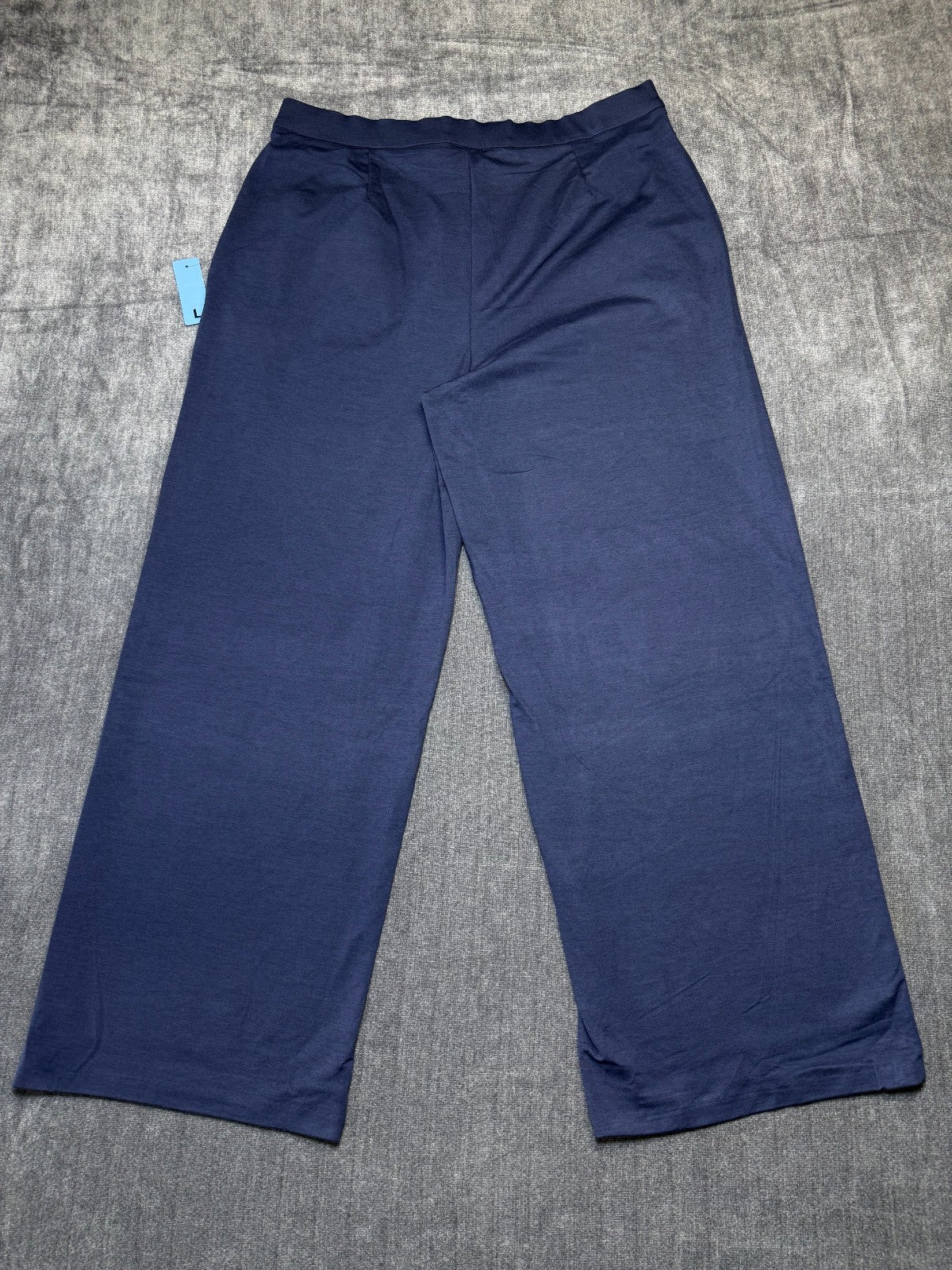 NWT Member's Mark Wide Leg Trouser Women's Large Blue Slash Pockets Casual Wear