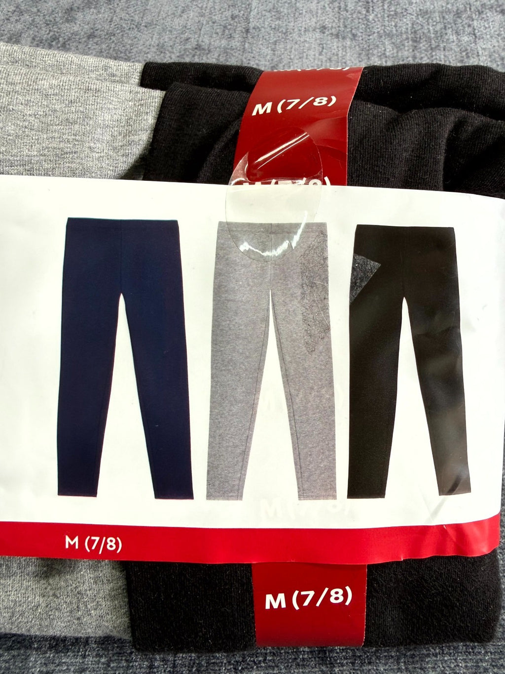 NWT Member's Mark Leggings Girls Medium (7/8) Multi Comfort Stretch - Pack Of 3