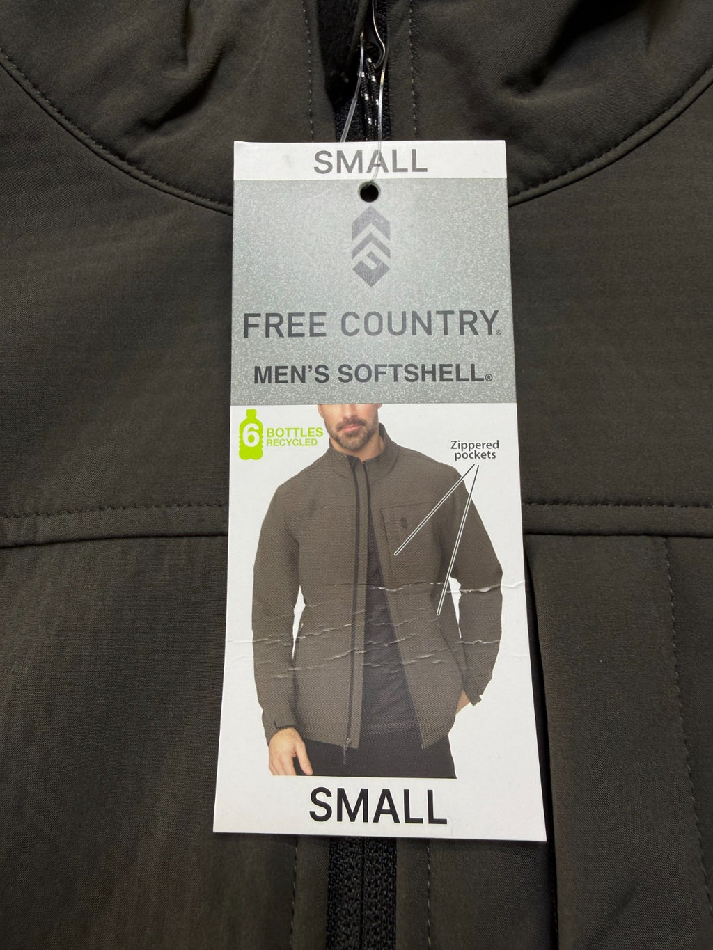NWT Free Country Softshell Jacket Men's Small Brown Full-Zip Long Sleeve Outdoor